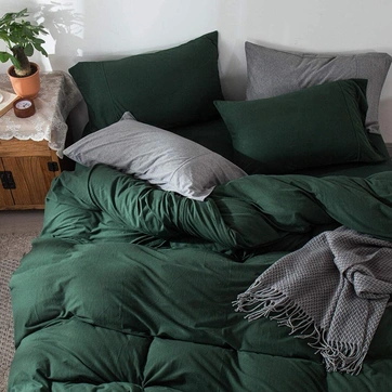 Постельное белье Темнозеленый Ранфорс - Семейный на резинке, фото 1