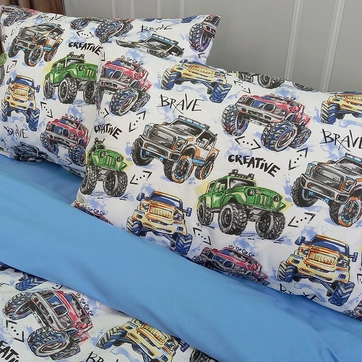Постельное белье Монстер трак Ранфорс - Полуторный на резинке, фото 1