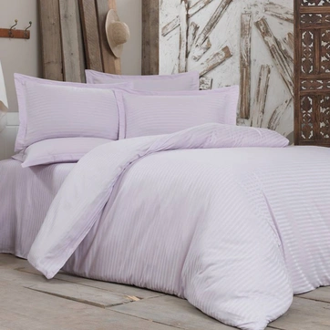 Постільна білизна LIGHT LILAC Elite Сатин страйп - Сімейний на резинці, фото 1
