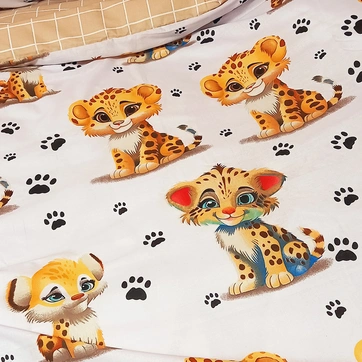 Постільна білизна Леопардики Бязь люкс - Євро на резинці, фото 3