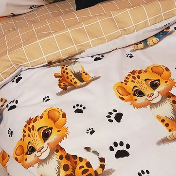 Постільна білизна Леопардики Бязь люкс - Євро на резинці, фото 4