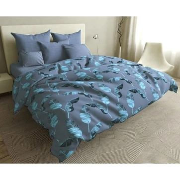 Постільна білизна Листя сіре Бязь - Євро, фото 1