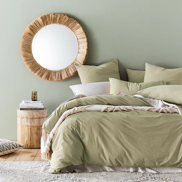 Постільна білизна Світла оливка Ранфорс - Полуторний на резинці, фото 1