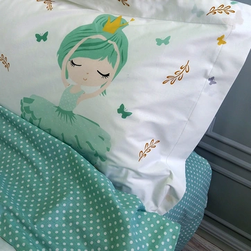 Постільна білизна Балеринка ментол Ранфорс - Євро, фото 2