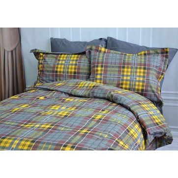 Постельное белье Клеточка желтая Ранфорс - Полуторный, фото 4