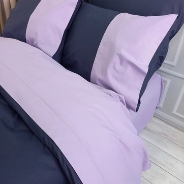 Постільна білизна PREMIERE Темносинє/Лавандовий настрій Ранфорс - Полуторний на резинці, фото 4