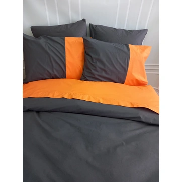 Постільна білизна PREMIERE Антрацит/Помаранчевий Ранфорс - Євро, фото 1