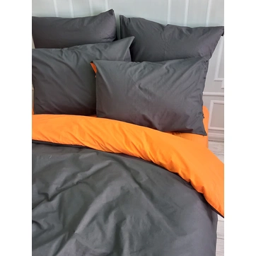 Постельное белье ДУЕ Антрацит/Оранжевый Ранфорс - Евро на резинке, фото 5