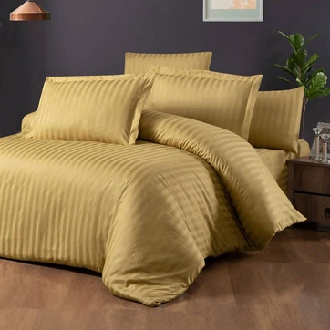 Постільна білизна GOLD Сатин страйп - Полуторний на резинці, фото 1