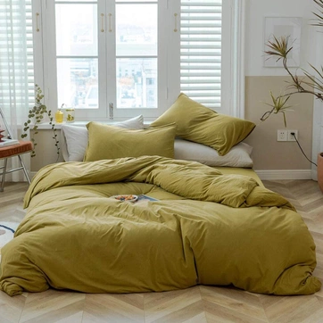 Постельное белье Горчица Ранфорс - Семейный на резинке, фото 1