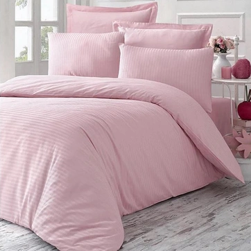 Постільна білизна LIGHT PINK Elite Сатин страйп - Двоспальний на резинці, фото 1