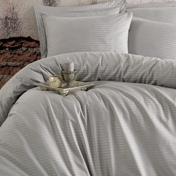 Постільна білизна SOFT GRAY Elite Сатин страйп - Євро, фото 1