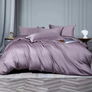 Постільна білизна LILAC FOG Premium Сатин однотон - Двоспальний на резинці, фото 1