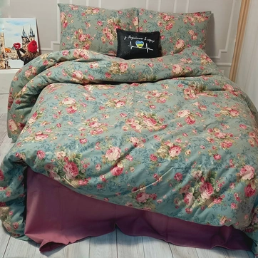 Постільна білизна Трояндовий рай Фланель - Полуторний на резинці, фото 2
