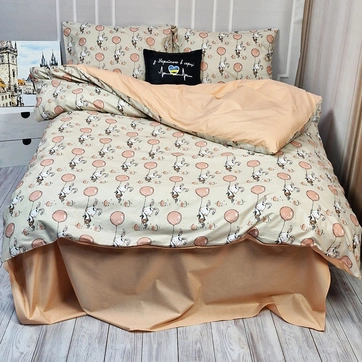 Постільна білизна Персиковий зайчик Ранфорс - Двоспальний, фото 1