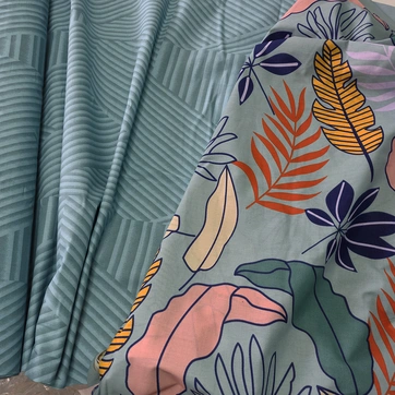 Постільна білизна Тропічне листя Бязь Люкс - Двоспальний на резинці, фото 1