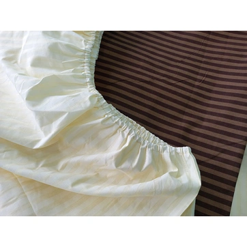 Постільна білизна Дует Коричнево-Молочна Бязь страйп - Полуторний, фото 1