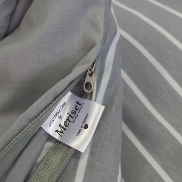 Постельное белье Полоска серая Ранфорс - Семейный на резинке, фото 1