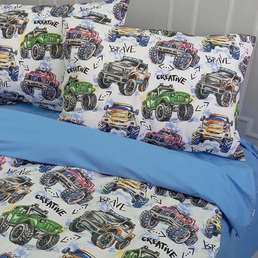 Постельное белье Монстер трак Ранфорс - Евро, фото 4