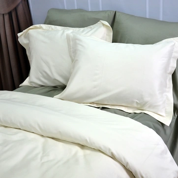 Постільна білизна ДУЕТ MILK CHAMPAGNE/OLIVE Premium Сатин - Полуторний, фото 2