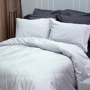 Постільна білизна ДУЕТ PLATINUM/ANTHRACITE Premium Сатин - Євро на резинці, фото 1