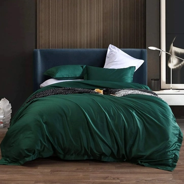 Постільна білизна ROYAL GREEN Premium Сатин однотон - Двоспальний на резинці, фото 1