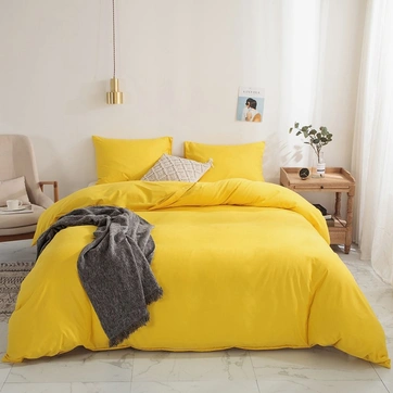 Постільна білизна Жовтий Ранфорс - Сімейний на резинці, фото 1