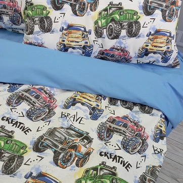 Постільна білизна Монстер трак Ранфорс - Двоспальний, фото 2