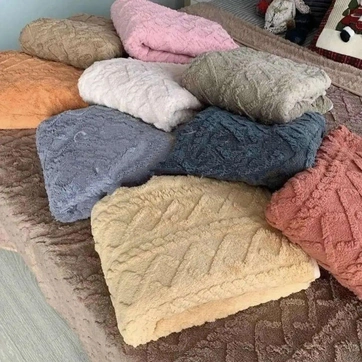 Покривало велюрове з імітацією в'язки, фото 2