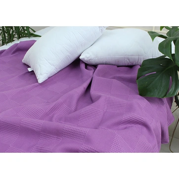 Простирадло-покривало піке 200х235 см. Клітина лаванда, фото 3