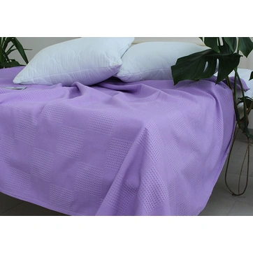 Простирадло-покривало піке 200х235 см. Клітина бузкова, фото 2