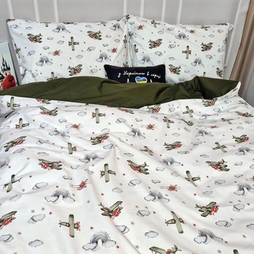 Підліткова постільна білизна Літачки Ранфорс - Підлітковий 1,5 на резинці, фото 3