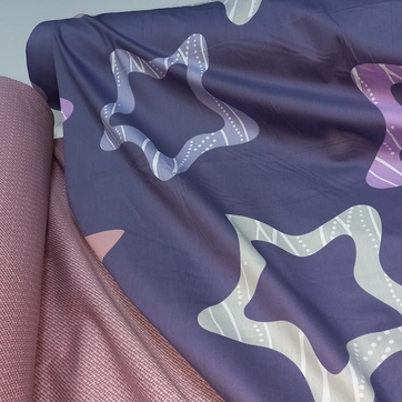 Підліткова постільна білизна Фіолетові зірки Сатин - Підлітковий 1,5 на резинці, фото 2