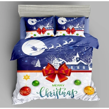 Постільна білизна Фланель євро Новорічна, фото 1