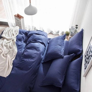 Комплект постільної білизни Страйп сатин Пивтораспальний, фото 1