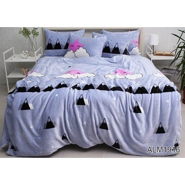 Комплект постільної білизни велсофт (мікрофібра) ALM1916, фото 1