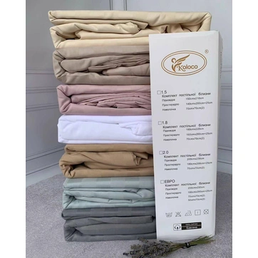 Постільна білизна страйп-сатин Koloco Двоспальне ПРОСТІЛ НА РЕЗИНЦІ, фото 1