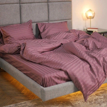 Комплект постільної білизни Страйп сатин Пивтораспальний, фото 1