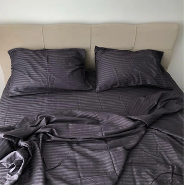 Комплект постільної білизни Страйп сатин Пивтораспальний, фото 2