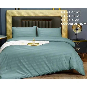 Постільна білизна Страйп сатин ITALY Євро ПРОЩЕНЬ НА РЕЗИНЦІ, фото 2