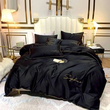 Постільна білизна CROWN Сатин євро чорна, фото 1