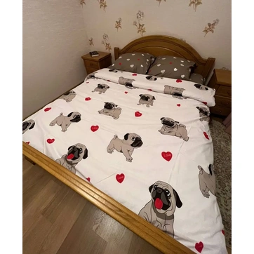 Комплект постільної білизни Бязь Gold Premium Півтораспальний Мопсі, фото 1