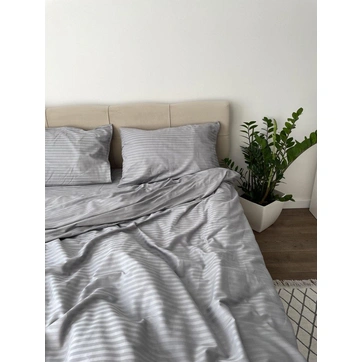 Комплект постільної білизни Страйп сатин Пивтораспальний, фото 1