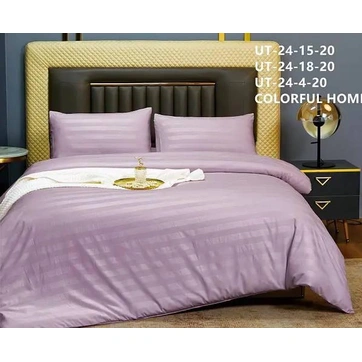 Постільна білизна Страйп сатин ITALY Євро ПРОЩЕНЬ НА РЕЗИНЦІ, фото 2