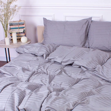 Комплект постільної білизни Страйп сатин Сімейний, фото 1