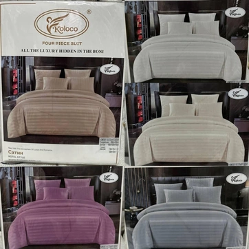 Постільна білизна Koloco страйп-сатин з ПРОСТІЛЮ НА РЕЗИНЦІ Полуторна, фото 1