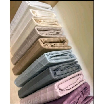 Постільна білизна страйп-сатин Koloco Двоспальне ПРОСТІЛ НА РЕЗИНЦІ, фото 6