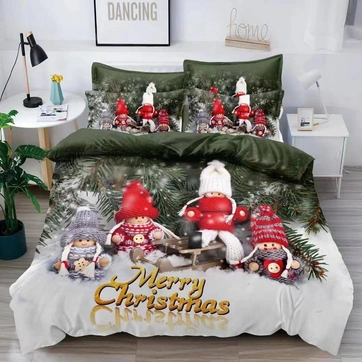 Постільна білизна Фланель євро Новорічна, фото 1