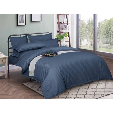 Комплект постільної білизни Страйп сатин Пивтораспальний, фото 1