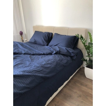 Комплект постільної білизни Страйп сатин Пивтораспальний, фото 1